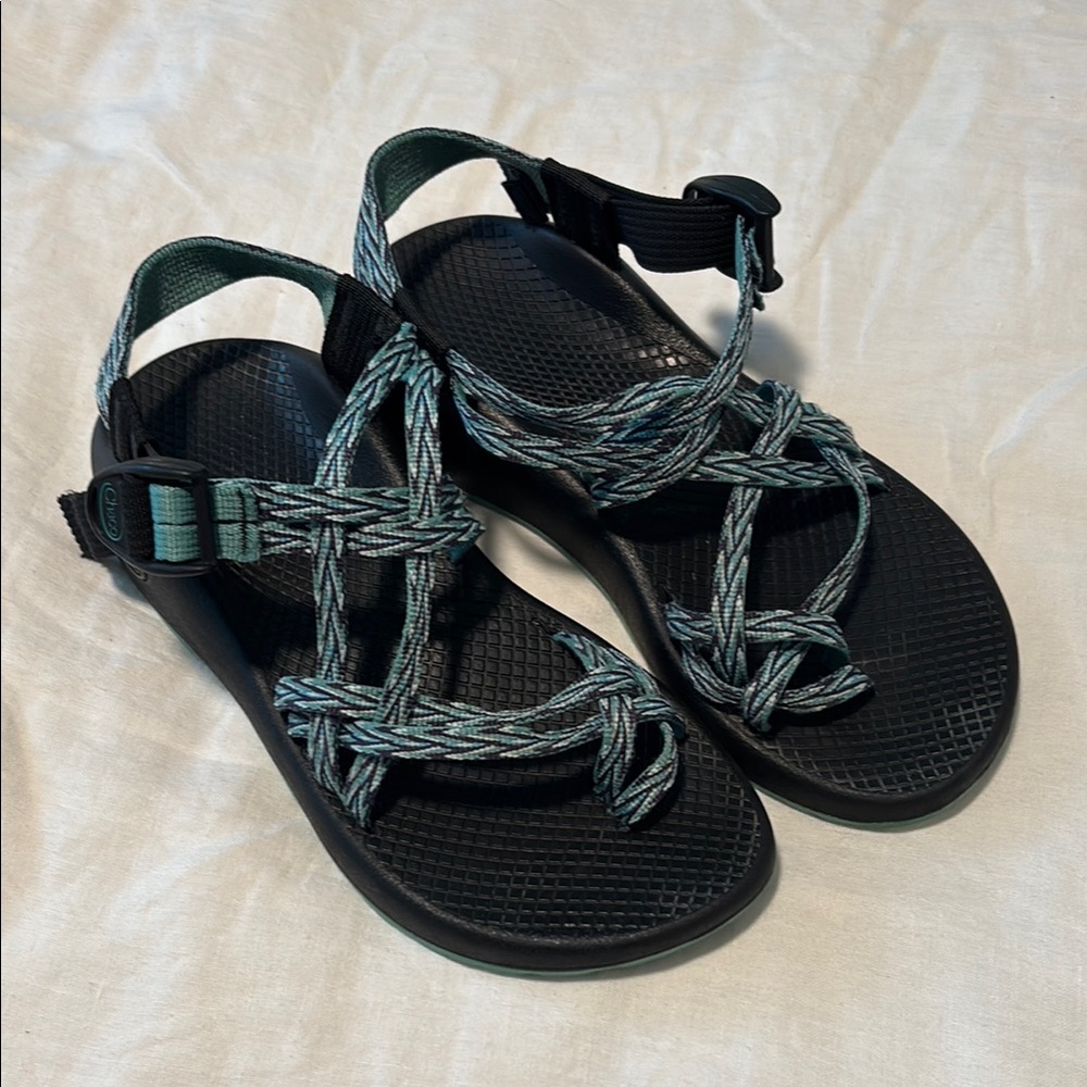 Chaco Black and Green Adjustable Sandals